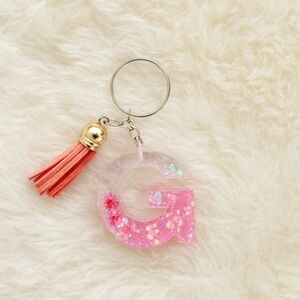 Pink Glitter Keychain with Tassel